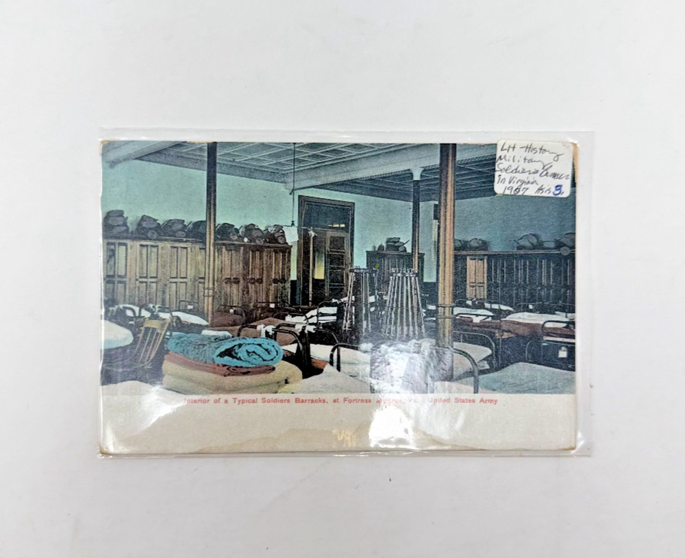 Antique Fortress Monroe VA Soldiers Barracks Interior Military Postcard